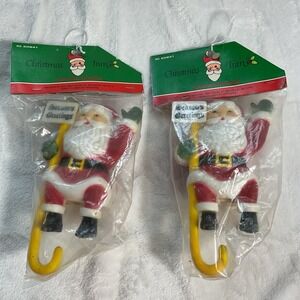 Old Time Christmas Stocking Hangers‎ Holders Santa Clause NEW IN Package